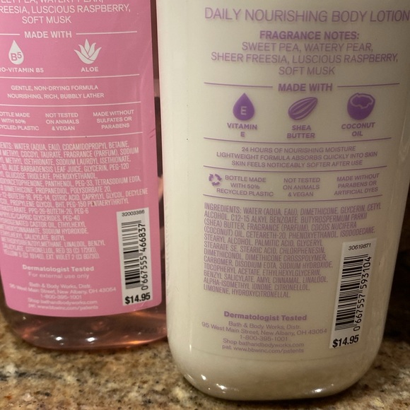2-pc Set âSWEET PEAâ, BBW Nourishing Body Lotion & Body Wash, NWT + Gift Wrapped - Picture 5 of 9